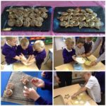 photos of year one pupils in their cooking lesson