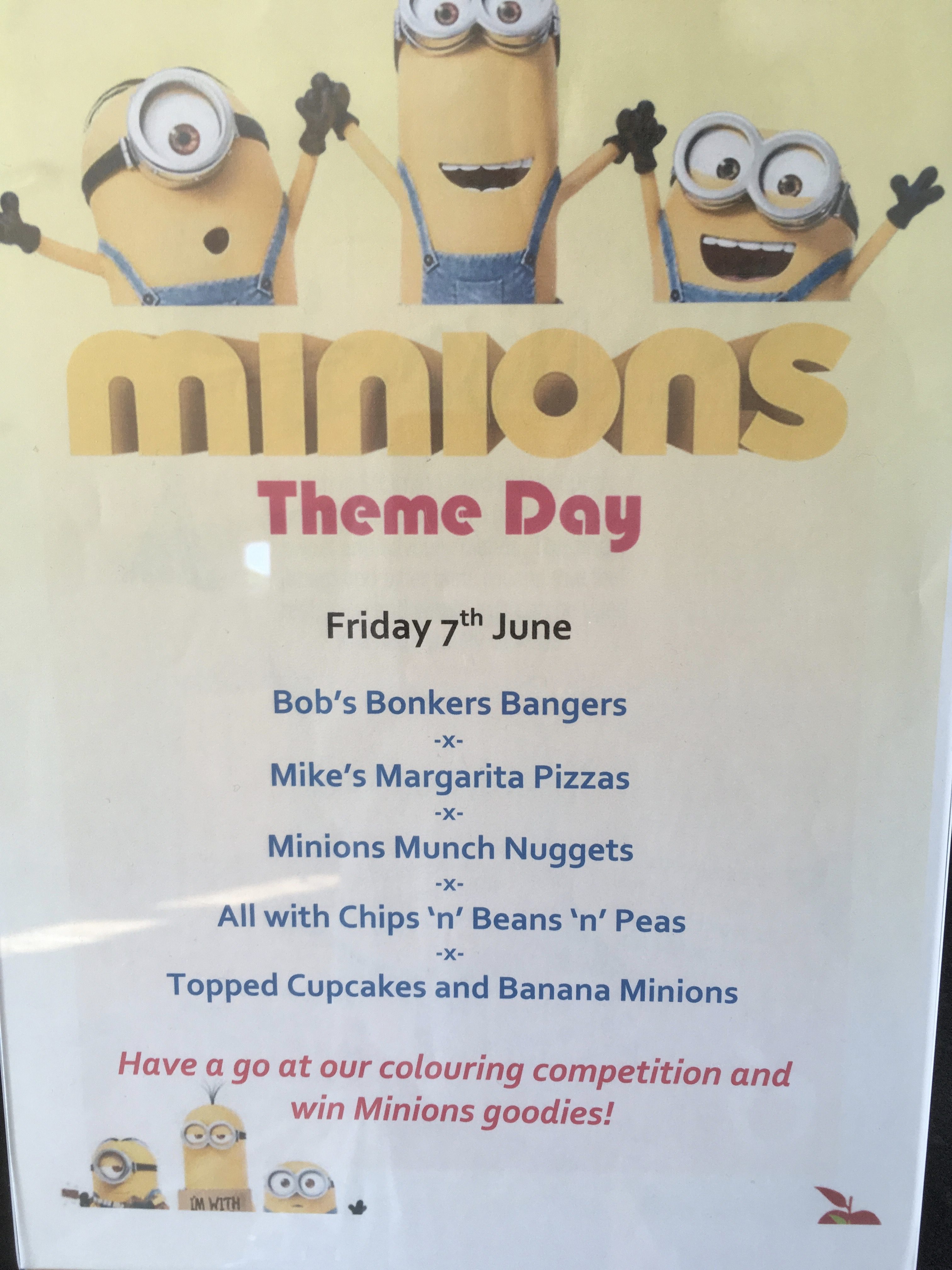 Minions Themed lunch menu poster